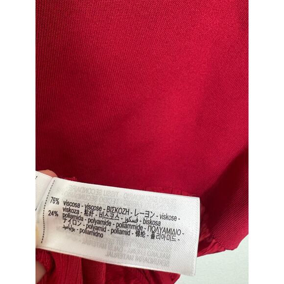NWT Zara Red Long Combined Knit Dress Size Medium Maxi Stretch Wedding 4192/034 - Picture 6 of 12